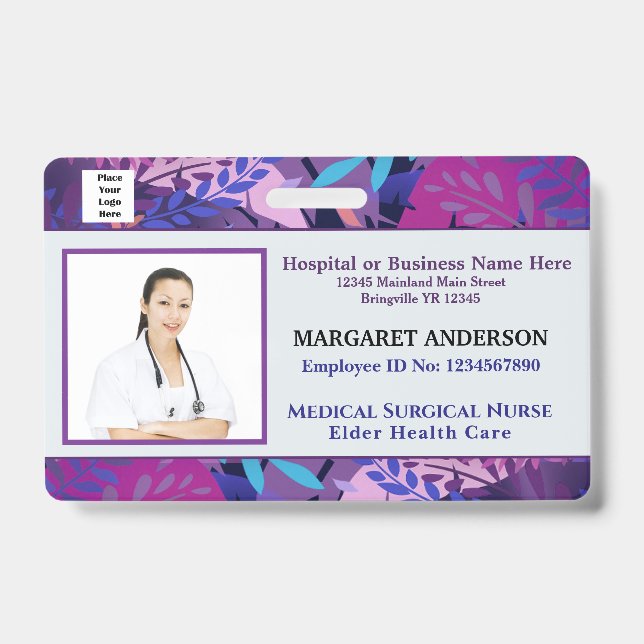 Employee Name Logo Photo Hospital ID Custom Badge (Front)