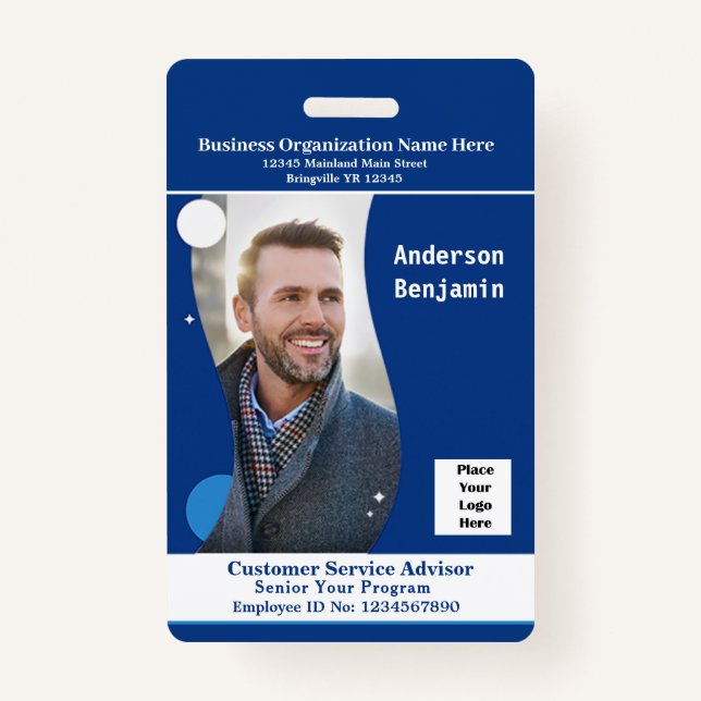 Employee Name Photo Bar Code ID Card ID Badge (Front)