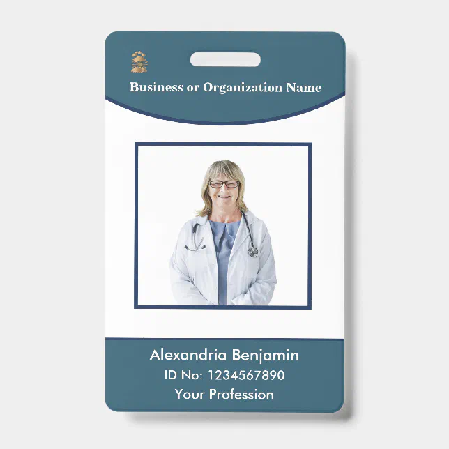 Employee Name Photo Logo Bar Code Logo ID Card Badge | Zazzle