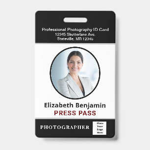 Employee Name Photo Logo Press Pass Custom ID Badge