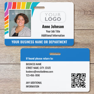 Employee Name Photo Logo QR Code ID Rainbow Colour ID Badge