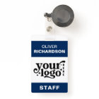 Employee Name Tag Custom Business Logo Staff Blue