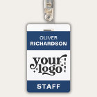 Employee Name Tag Custom Business Logo Staff Blue