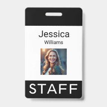 Employee name tags, personal company logos, person