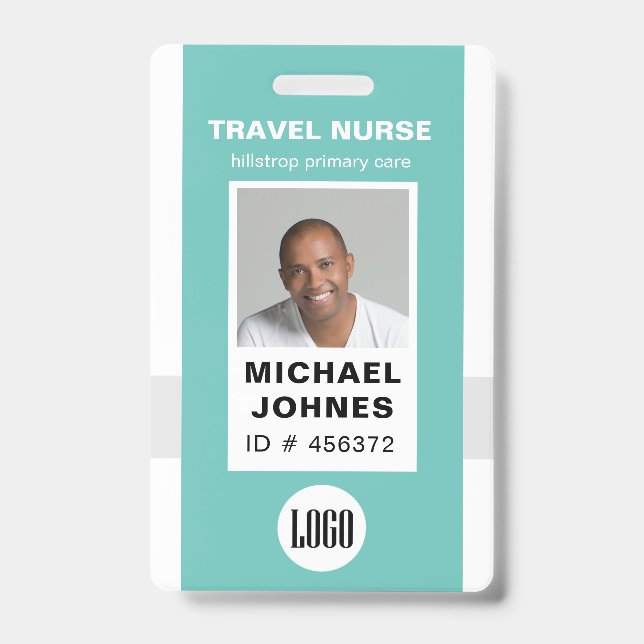 employee nurse photo and logo name badge ID badge (Front)