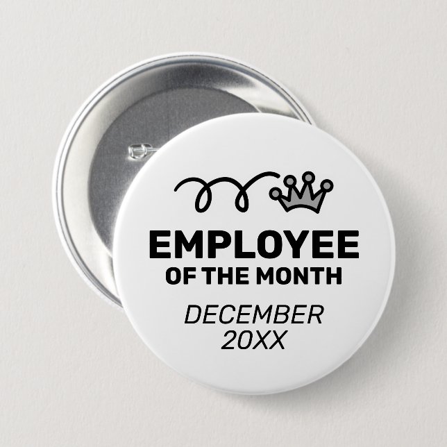 Employee of the month button with crown (Front & Back)