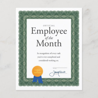 Employee of the Month Certificate