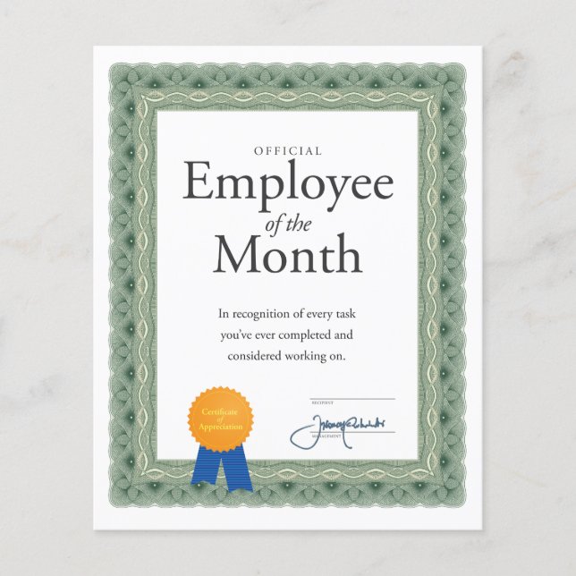 Employee of the Month Certificate (Front)