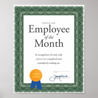 Employee of the Month Certificate Poster