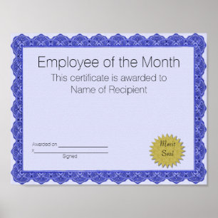 Employee of the Month Certificate Poster