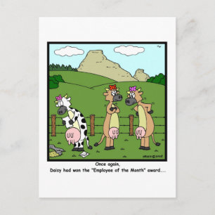 Employee of the Month: Cow Cartoon Postcard