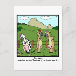 Employee of the Month: Cow Cartoon Postcard