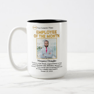 Employee of the Month Custom Photo | Gold & Black Two-Tone Coffee Mug