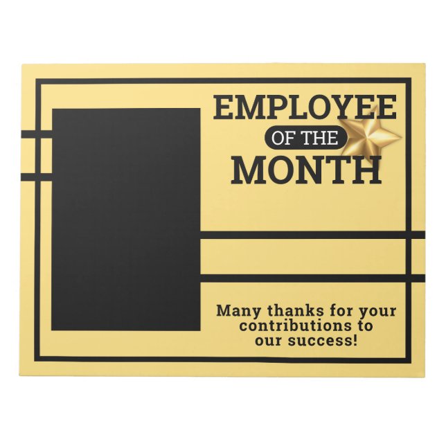 Employee of the month fill-in photo award notepad (Front)