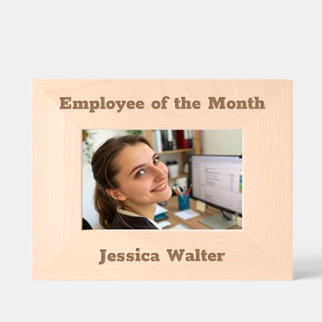 Employee of the month Full Name Staff Rustic Text Etched Frames (Creator Uploaded)
