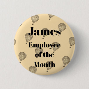 Employee of the Month Mosaic Hot Air Balloon 6 Cm Round Badge