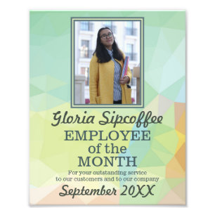Employee of the month photo award certificate print