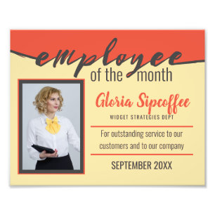 Employee of the month photo award certificate print