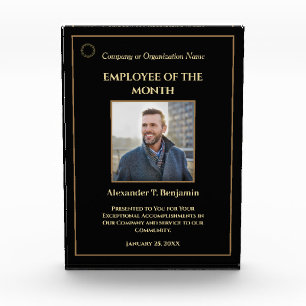 Employee Of The Month Photo Logo Gold Personalise  Block