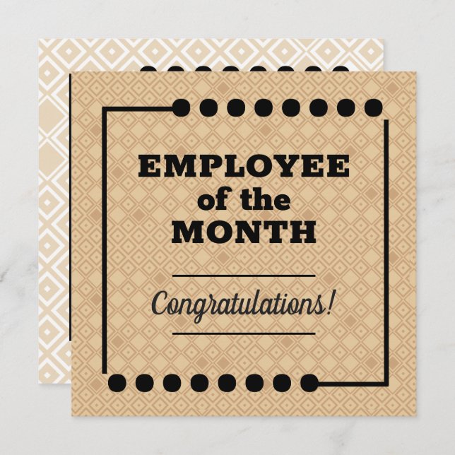 Employee of the month recognition award card (Front/Back)