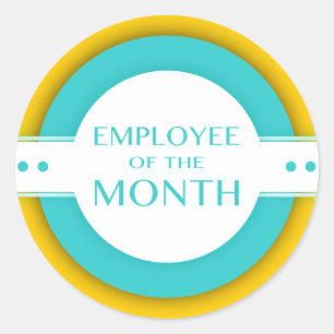 employee of the month retro classic round sticker