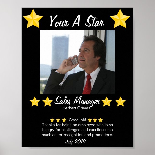 Employee of the month star employee poster (Front)