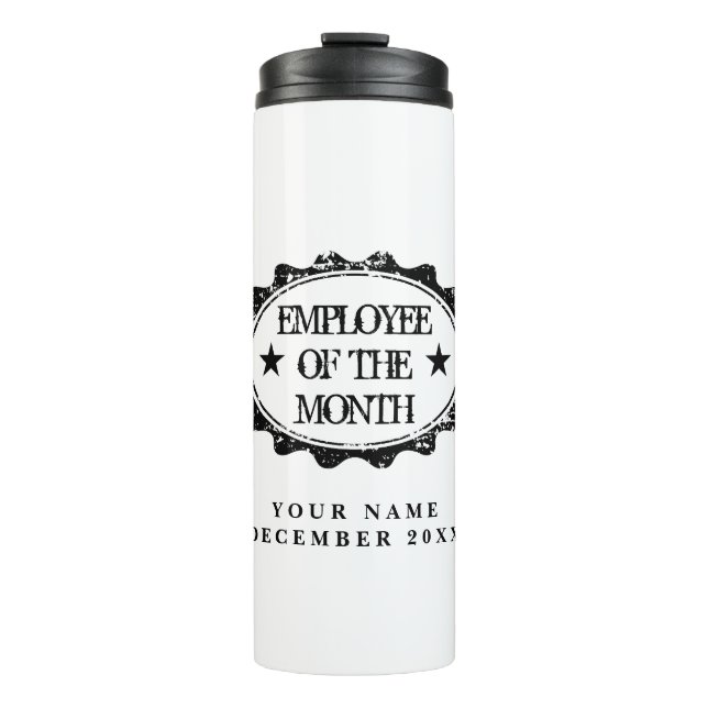 Employee of the month thermal tumbler travel mug (Front)