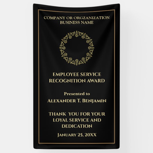 Employee Of The Year Gold Black Business Banner (Vertical)