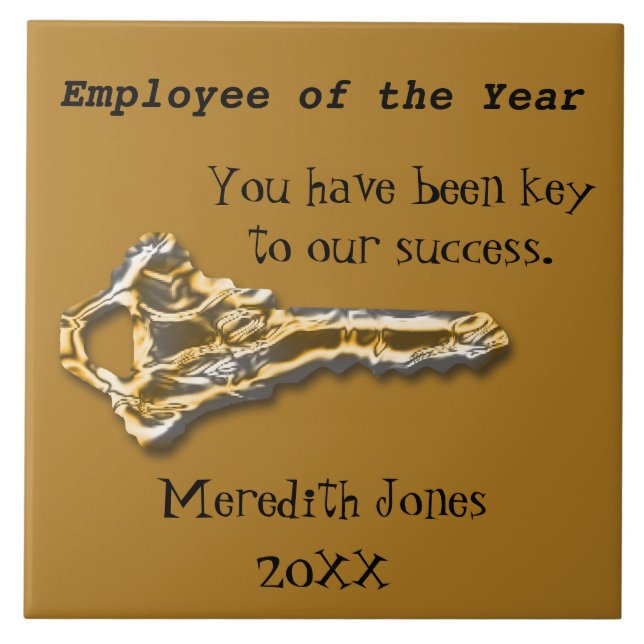 Employee of the Year Gold Silver Key Professional Ceramic Tile (Front)