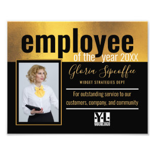 Employee of the year photo award certificate