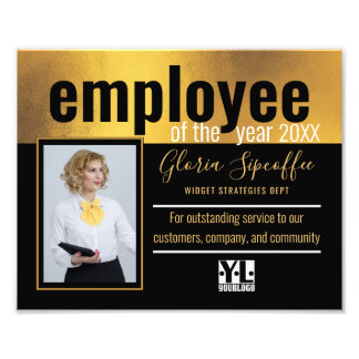 Employee of the year photo award certificate print