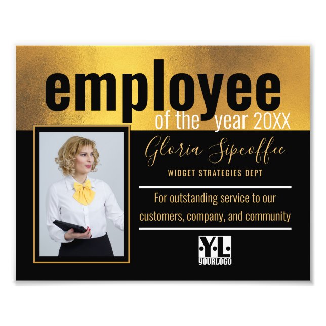 Employee of the year photo award certificate print (Front)