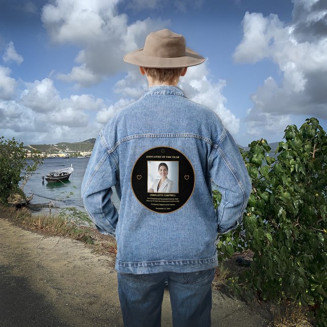 Employee Of The Year Photo Business Award          Denim Jacket (Employee Of The Year Photo Business Award Denim Jacket to wear with pride. )
