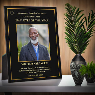 Employee Of The Year Photo Gold Personalise Award Plaque