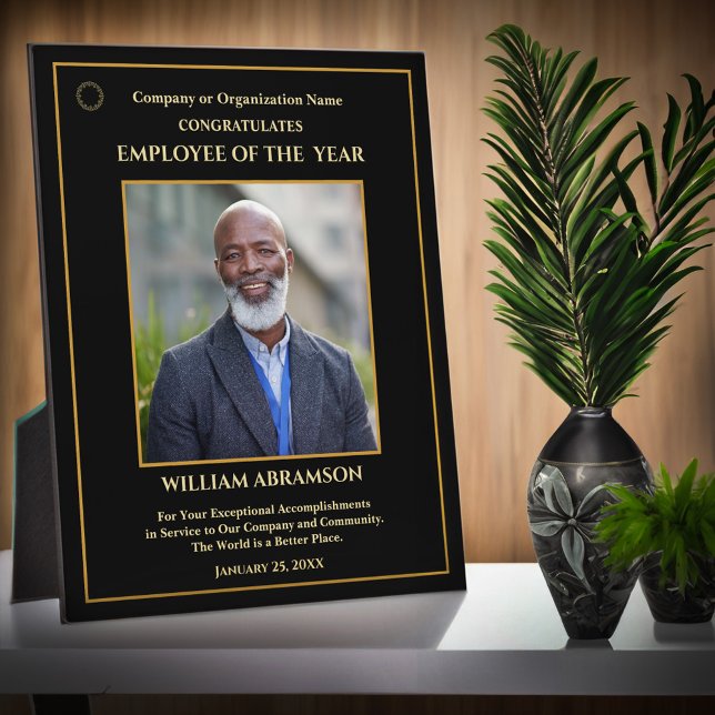 Employee Of The Year Photo Gold Personalise Award Plaque (Employee Of The Year Photo Gold Personalize Award Plaque for your deserving employees or volunteers.)