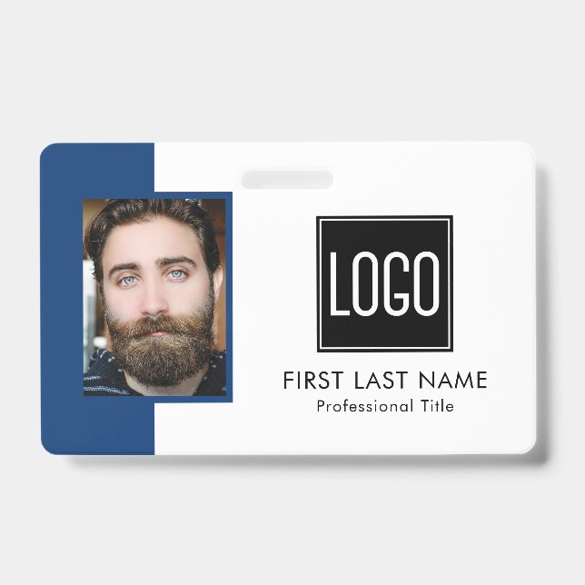 Employee Office ID | Blue Logo Photo Badge (Front)