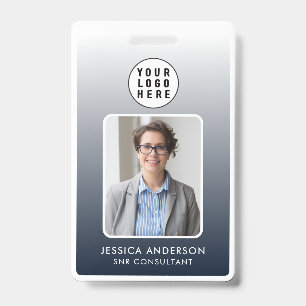 Employee Pass Photo Logo Navy Blue Gradient ID Badge