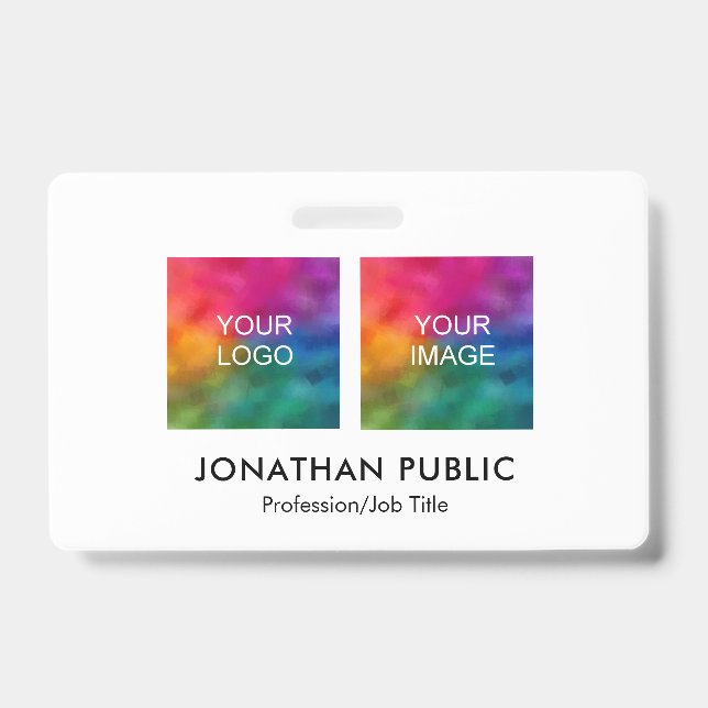 Employee Photo Add Your Corporate Logo Here ID Badge (Front)