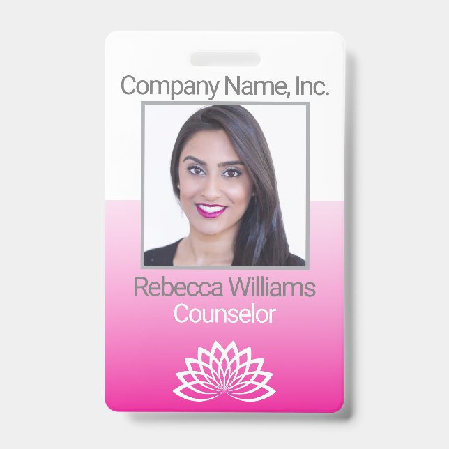 Employee Photo Badge - Pink ID Badge (Front)