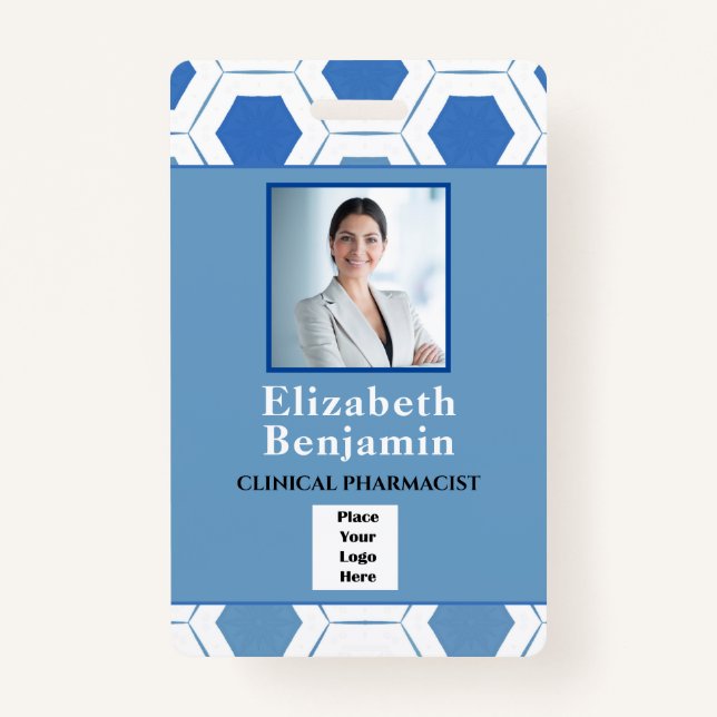 Employee Photo Bar Code Custom Medical Pharmacist ID Badge (Front)