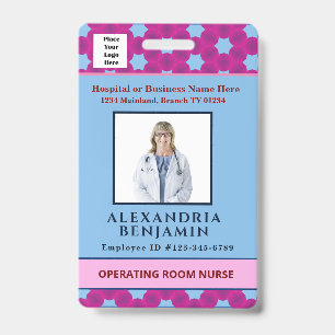 Employee Photo Bar Code Logo Medical Nurse ID Badge