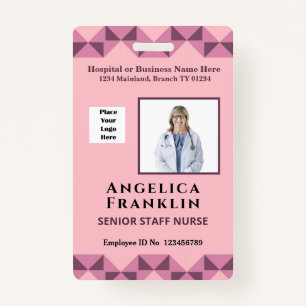 Employee Photo Bar Code Logo Name Custom Card ID Badge