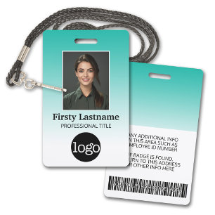 Employee - Photo, Bar Code, Logo, Name Gradient ID Badge