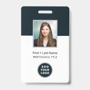 Employee Photo Barcode and Logo Custom Name ID Badge