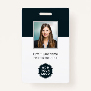 Employee Photo Barcode and Logo Custom Name ID Badge