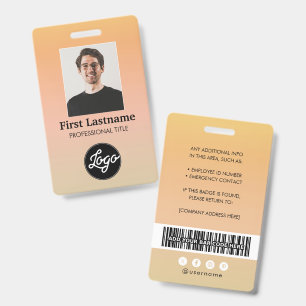 Employee Photo Barcode Logo Name Gradient Badge ID Badge
