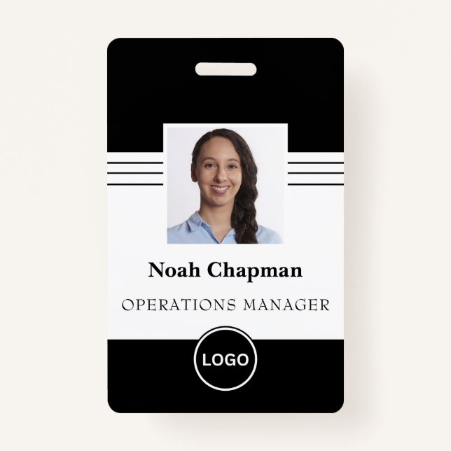 Employee Photo Business Logo Barcode ID ID Badge (Front)