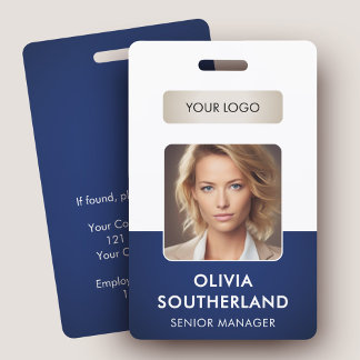 Employee Photo Company Logo Navy Security ID Badge