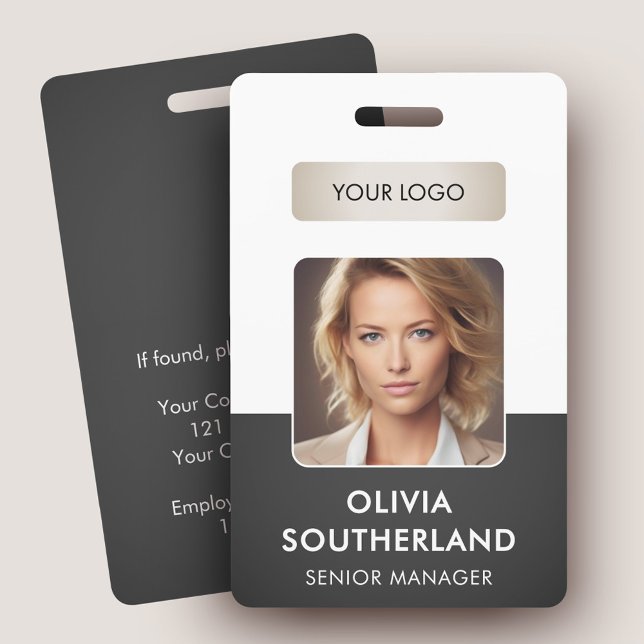 Employee Photo Company Logo Security ID Grey ID Badge (Creator Uploaded)