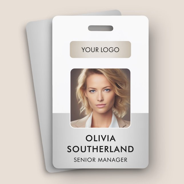 Employee Photo Company Logo Security ID Silver ID Badge (Creator Uploaded)